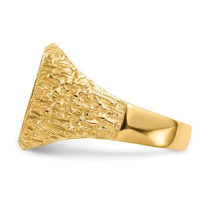 14k 13.5x13.5mm Cushion Closed Back Mens Signet Ring