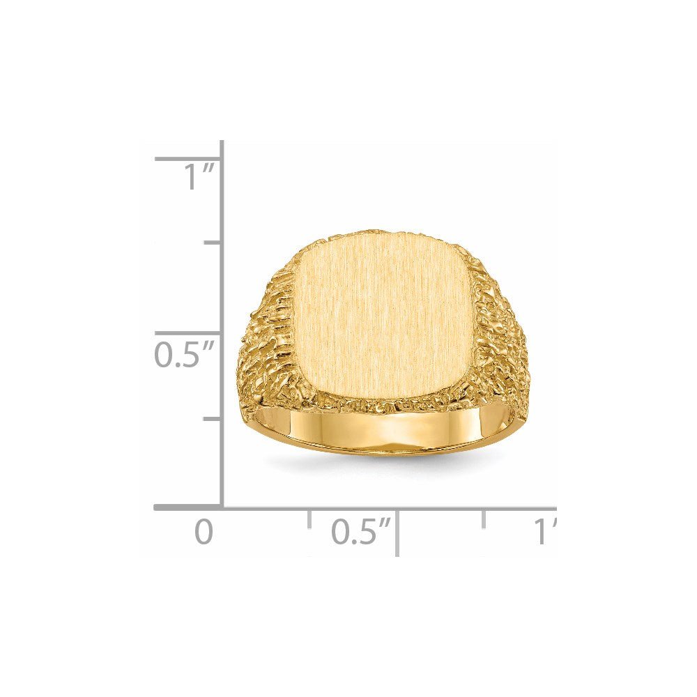 14k 13.5x13.5mm Closed Back Men's Signet Ring