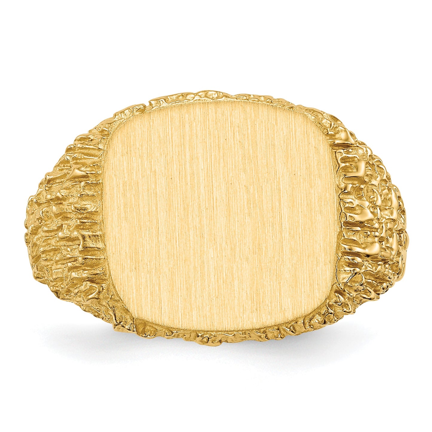 14k 13.5x13.5mm Cushion Open Back Mens Signet Ring