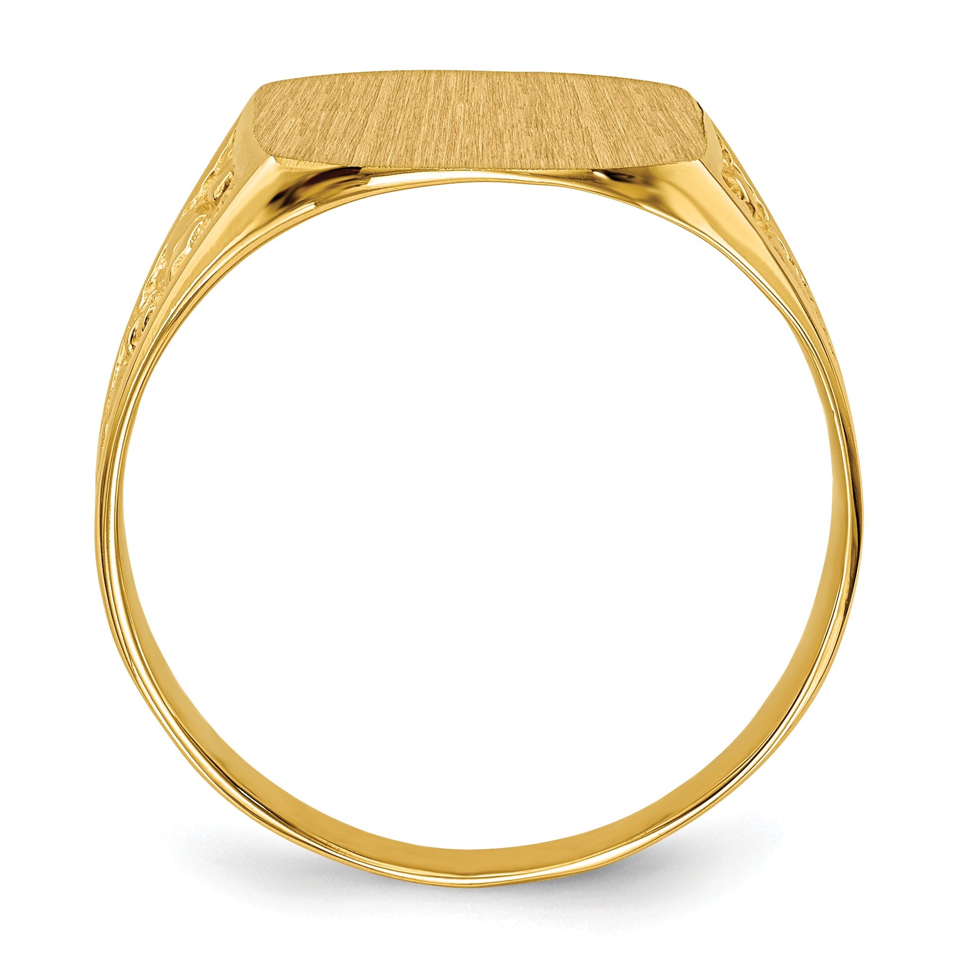14k 14.0x12.5mm Cushion Closed Back Mens Nugget Signet Ring