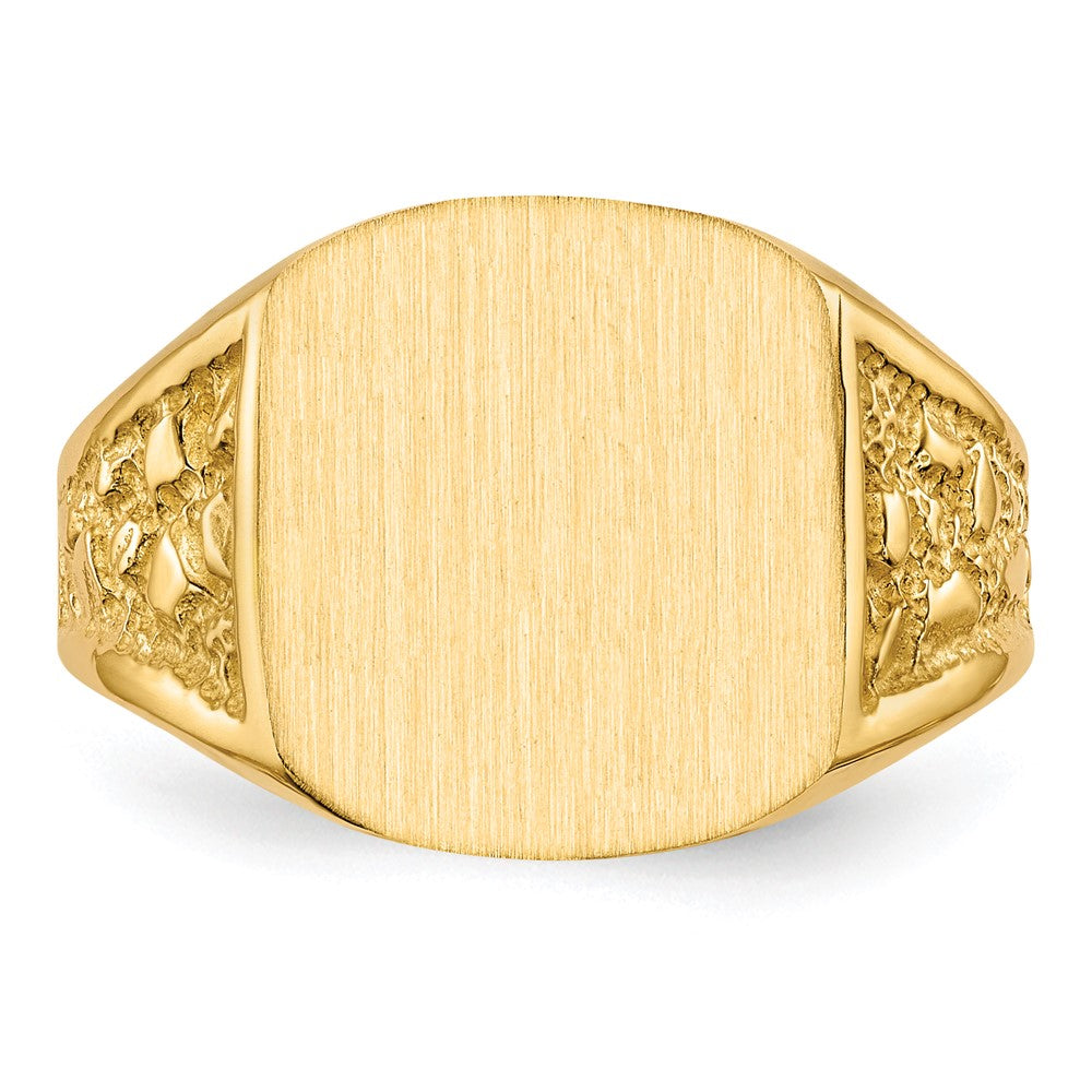 14k 14.0x12.5mm Closed Back Men's Signet Ring