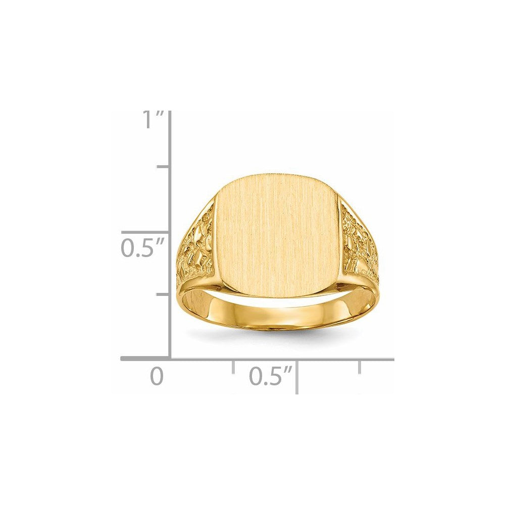 14k 14.0x12.5mm Closed Back Men's Signet Ring