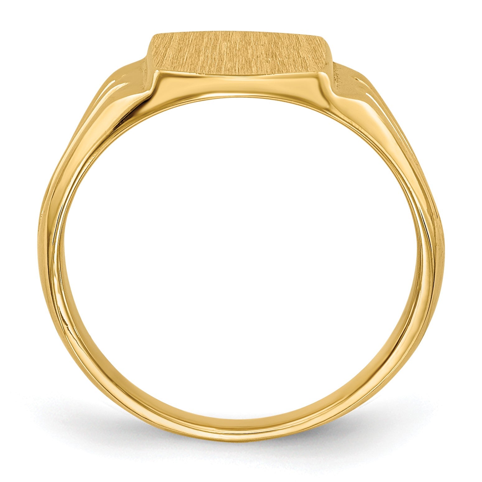 14k 8.5x10.5mm Cushion Closed Back Signet Ring