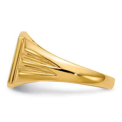 14k 8.5x10.5mm Cushion Closed Back Signet Ring