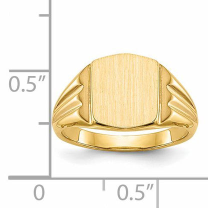 14k 8.5x10.5mm Cushion Closed Back Signet Ring