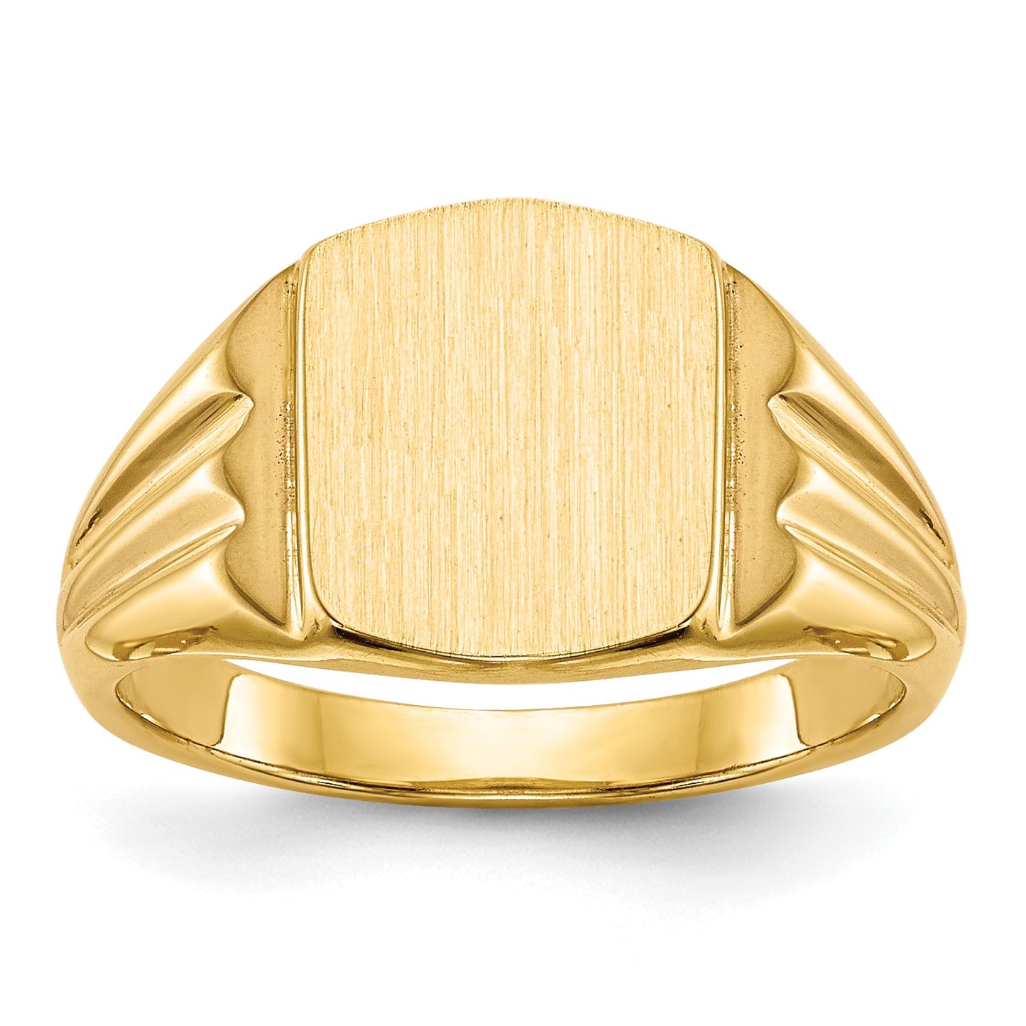 14k 8.5x10.5mm Cushion Closed Back Signet Ring