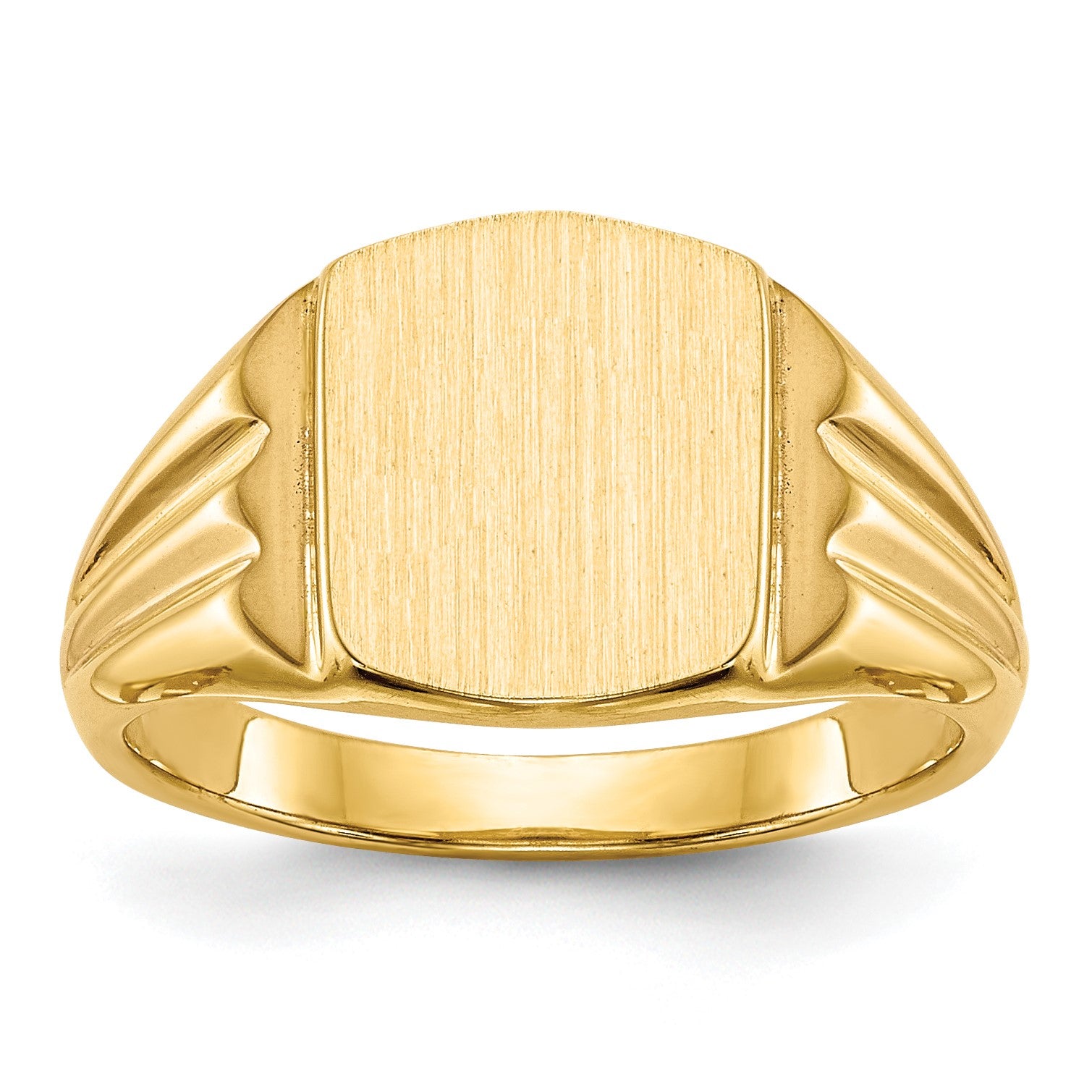 14k 8.5x10.5mm Cushion Closed Back Signet Ring