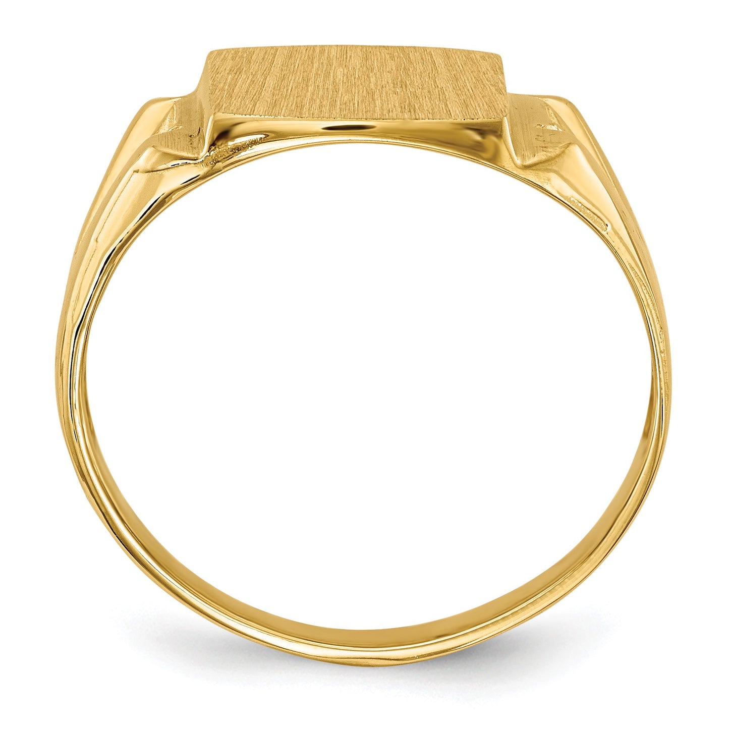 14k Holds 2-1.3mm Cushion Diamonds 11.0x12.0mm Cushion Open Back Mens Signet Ring Mounting