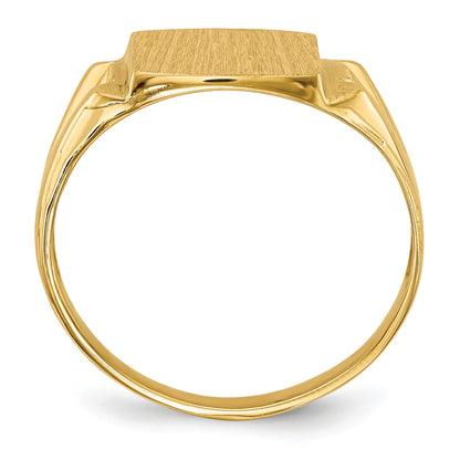 14k Holds 2-1.3mm Cushion Diamonds 11.0x12.0mm Cushion Open Back Mens Signet Ring Mounting