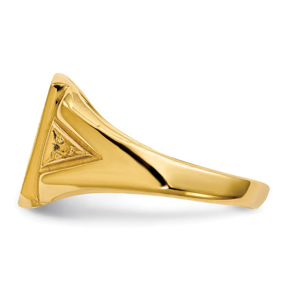 14k Holds 2-1.3mm Cushion Diamonds 11.0x12.0mm Cushion Open Back Mens Signet Ring Mounting