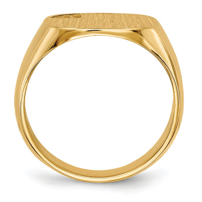 14k Holds 1-1.0mm Diamond 15.0x15.0mm Cushion Closed Back Mens Signet Ring Mounting