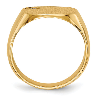 14k 1/2 point AA Diamond 15.0x15.0mm Cushion Closed Back Mens Signet Ring