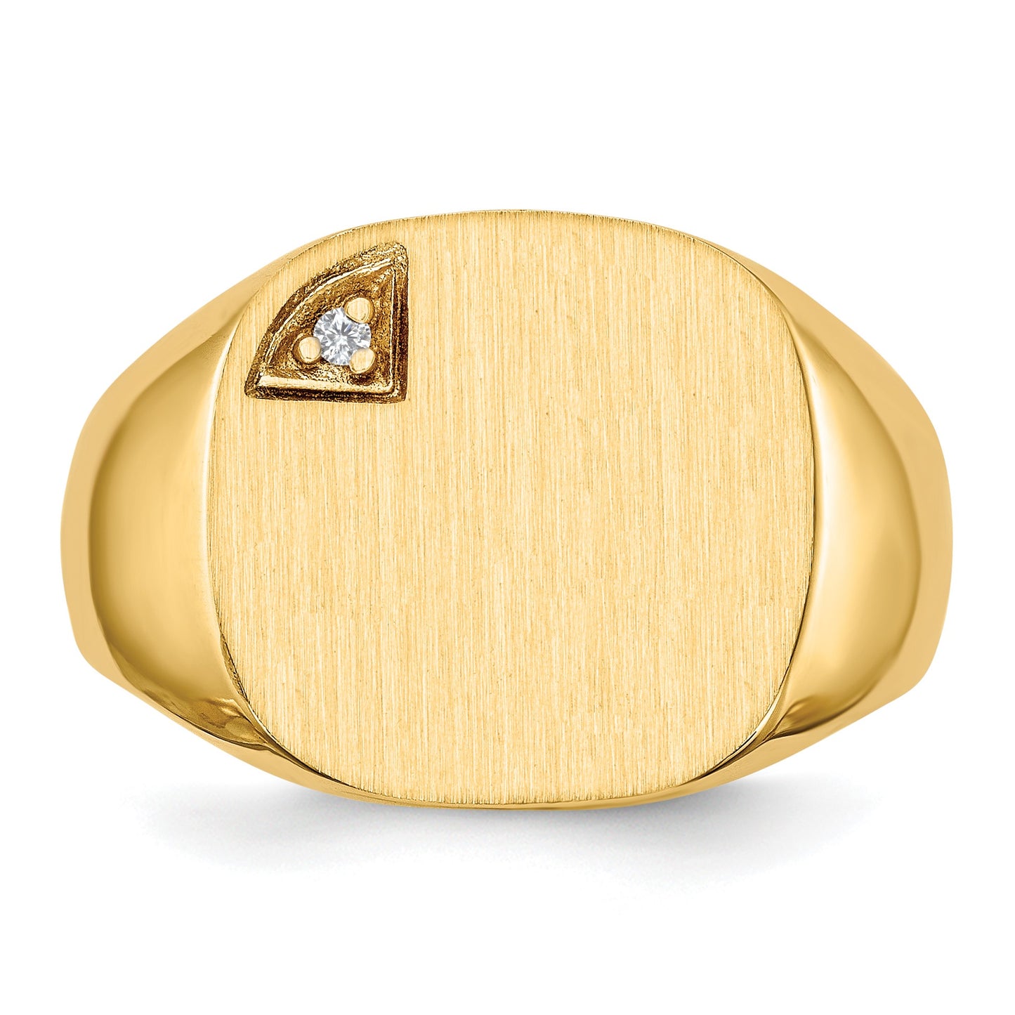 14k 1/2 point AA Diamond 15.0x15.0mm Cushion Closed Back Mens Signet Ring