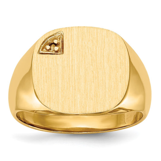 14k 15.0x15.0mm Closed Back Diamond Men's Signet Ring Mounting