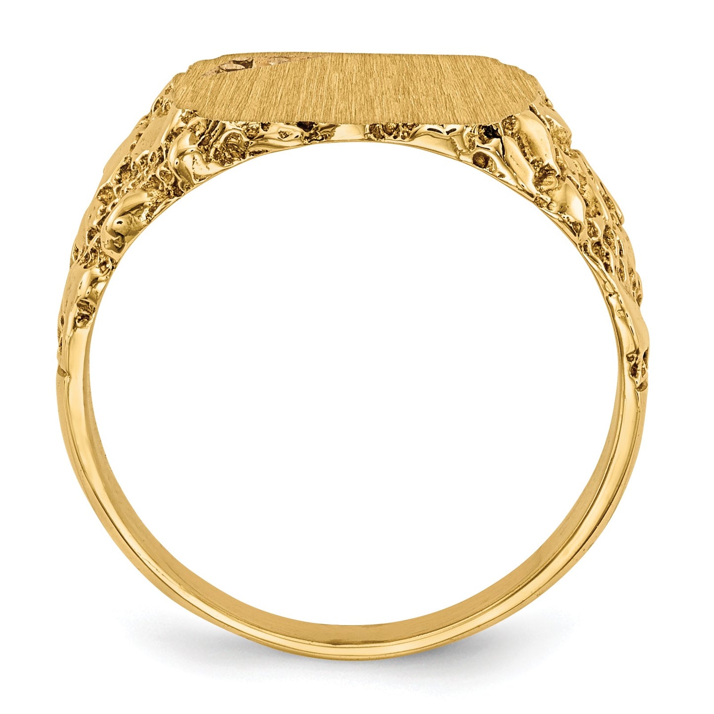14k Holds 1-1.3mm Cushion Diamond 11.5x10.0mm Cushion Closed Back Nugget Signet Ring Mounting