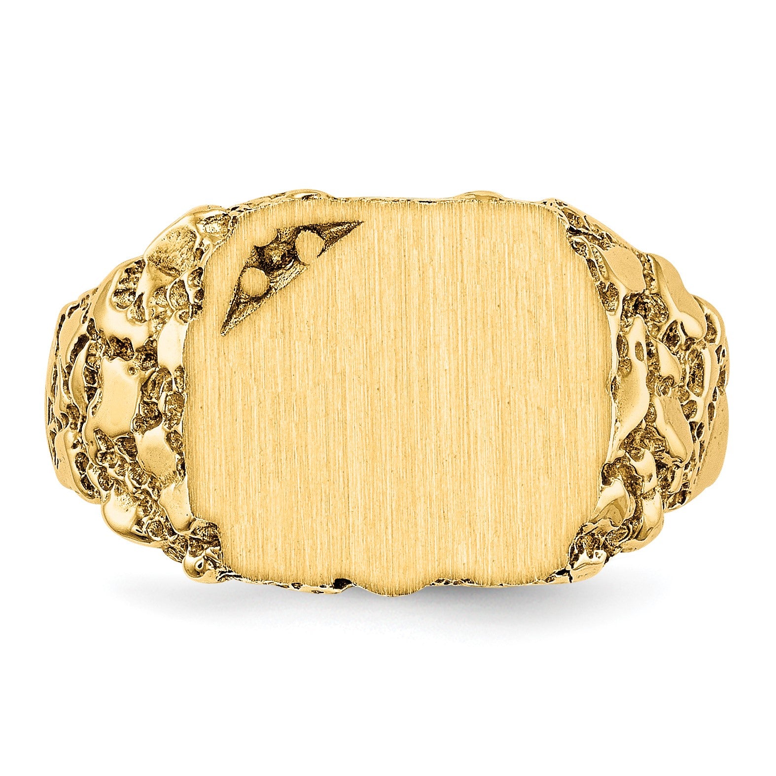 14k Holds 1-1.3mm Cushion Diamond 11.5x10.0mm Cushion Closed Back Nugget Signet Ring Mounting