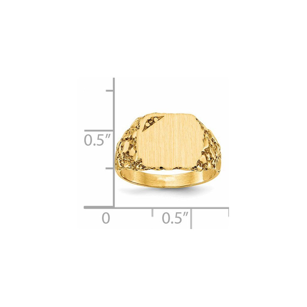 14k 10.0x11.5mm Diamond Closed Back Signet Ring Mounting