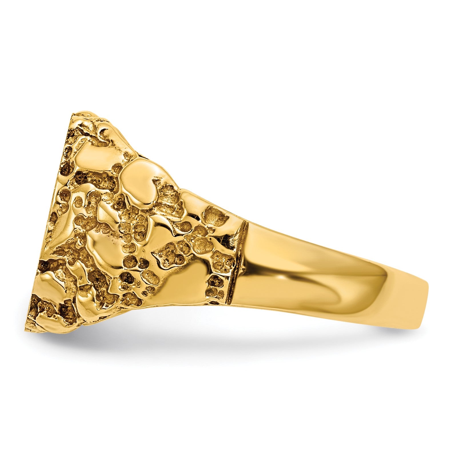 14k .01ct. AA Diamond 11.5x10.0mm Cushion Closed Back Nugget Signet Ring