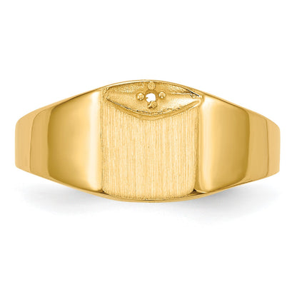 14k Holds 1-1.0mm Diamond 7.0x8.0mm Square Closed Back Signet Ring Mounting