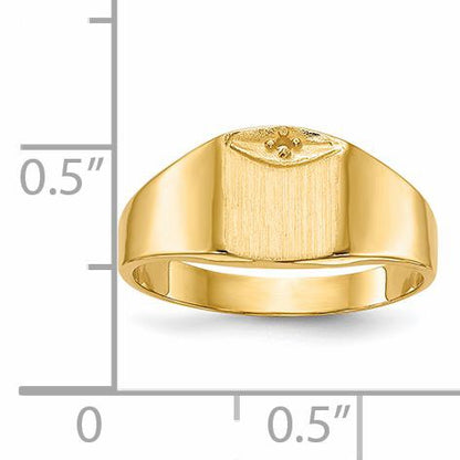 14k Holds 1-1.0mm Diamond 7.0x8.0mm Square Closed Back Signet Ring Mounting
