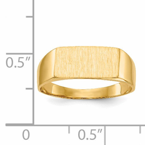 14k 12.5x6.5mm Rectangle Closed Back Signet Ring