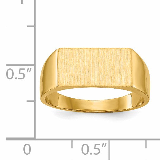 14k 13.0x7.0mm Rectangle Closed Back Signet Ring