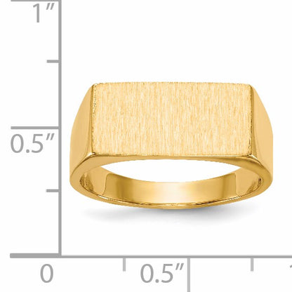 14k 16.5x8.0mm Rectangle Closed Back Mens Signet Ring