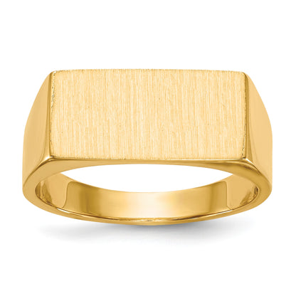 14k 16.5x8.0mm Rectangle Closed Back Mens Signet Ring