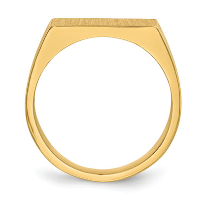 14k 15.0x9.0mm Rectangle Closed Back Mens Signet Ring