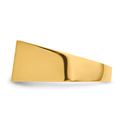 14k 15.0x9.0mm Rectangle Closed Back Mens Signet Ring