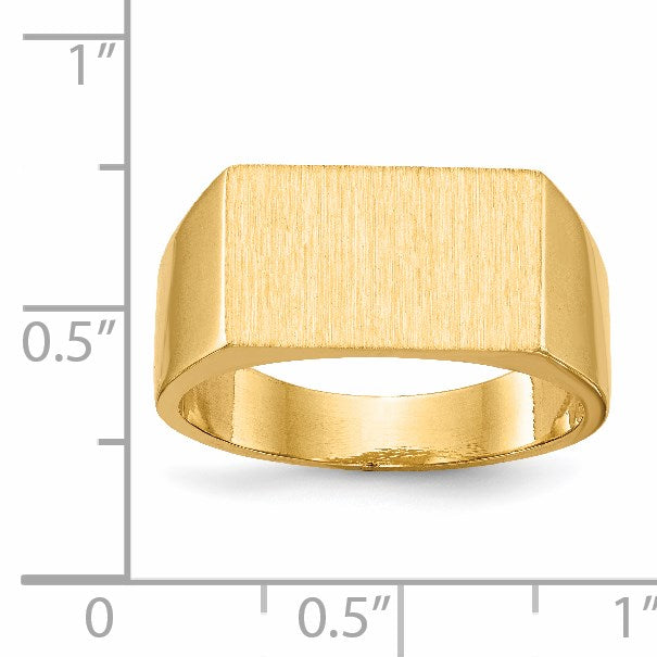 14k 15.0x9.0mm Rectangle Closed Back Mens Signet Ring