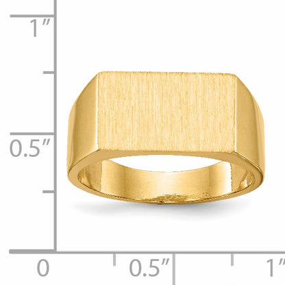 14k 15.0x9.0mm Rectangle Closed Back Mens Signet Ring