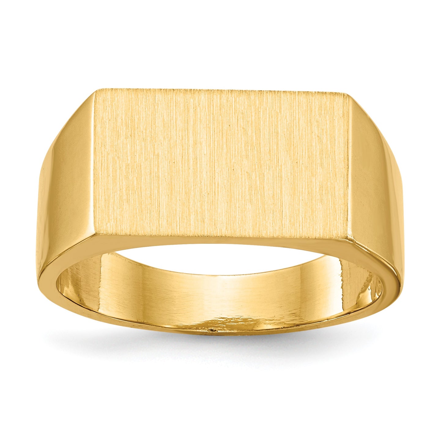 14k 15.0x9.0mm Rectangle Closed Back Mens Signet Ring
