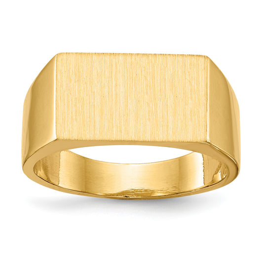 14k 15.0x9.0mm Rectangle Closed Back Mens Signet Ring
