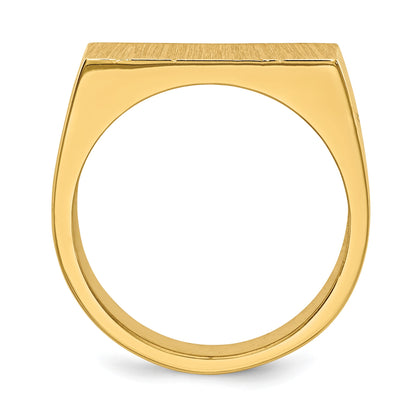 14k 18.0x10.5mm Rectangle Closed Back Mens Signet Ring