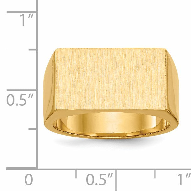 14k 18.0x10.5mm Rectangle Closed Back Mens Signet Ring