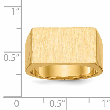 14k 18.0x10.5mm Rectangle Closed Back Mens Signet Ring