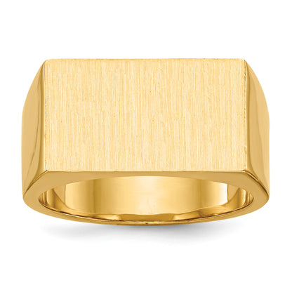 14k 18.0x10.5mm Rectangle Closed Back Mens Signet Ring