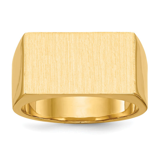 14k 18.0x10.5mm Rectangle Closed Back Mens Signet Ring