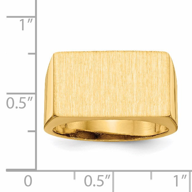 14k 18.0x11.0mm Rectangle Open Back Mens Signet Ring