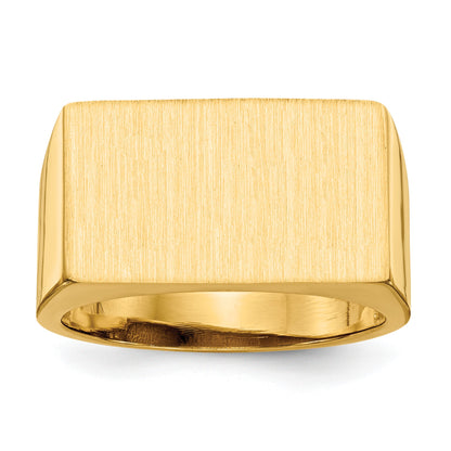 14k 18.0x11.0mm Rectangle Open Back Mens Signet Ring
