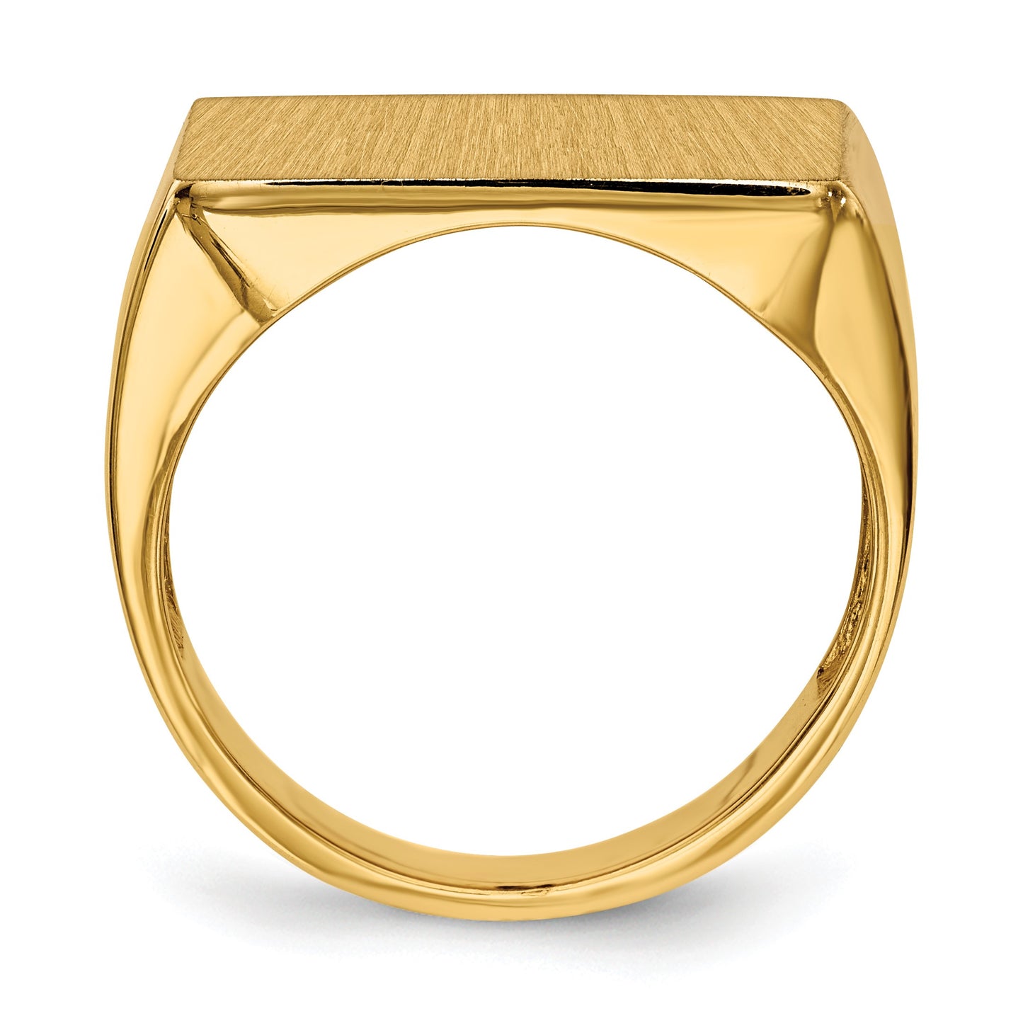 14k 19.5x14.5mm Rectangle Open Back Mens Signet Ring