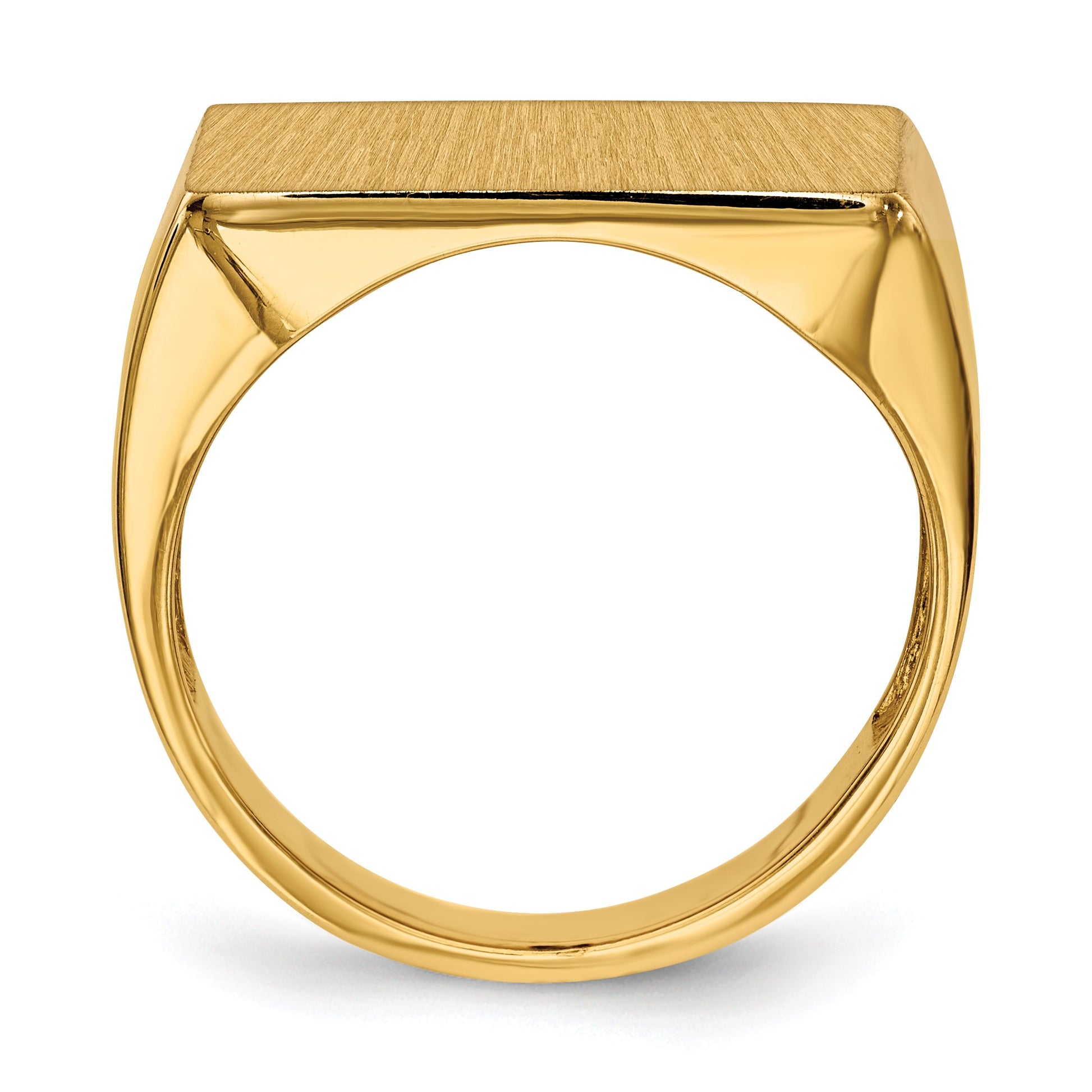 14k 19.5x14.5mm Rectangle Open Back Mens Signet Ring