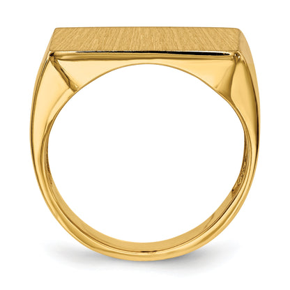 14k 19.5x14.5mm Rectangle Open Back Mens Signet Ring