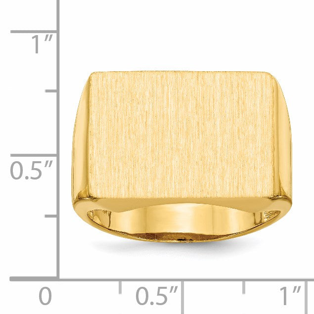 14k 19.5x14.5mm Rectangle Open Back Mens Signet Ring