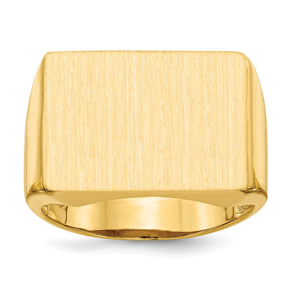 14k 19.5x14.5mm Rectangle Open Back Mens Signet Ring