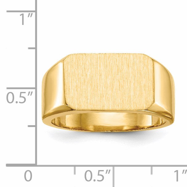 14k 15.0x10.0mm Octagon Closed Back Mens Signet Ring