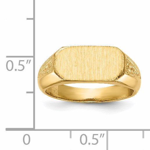 14k 12.5x6.0mm Oval Closed Back Signet Ring