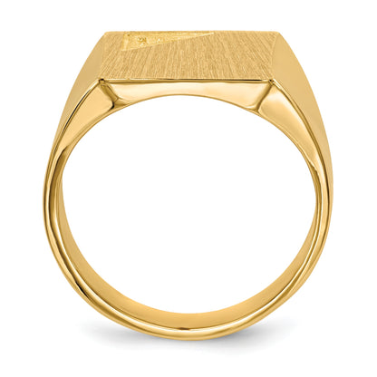14k Holds 1-1.6mm Diamond 13.0x14.0mm Square Closed Back Mens Signet Ring Mounting