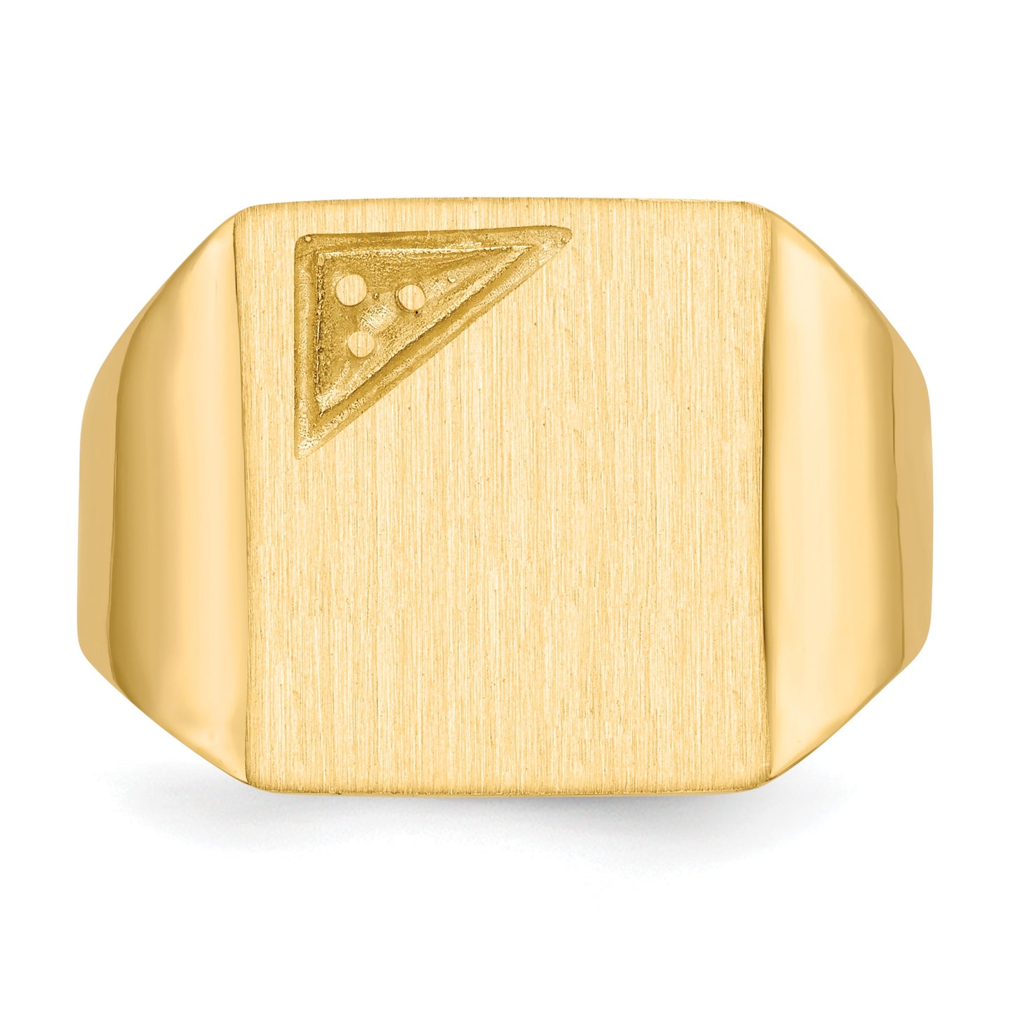 14k Holds 1-1.6mm Diamond 13.0x14.0mm Square Closed Back Mens Signet Ring Mounting